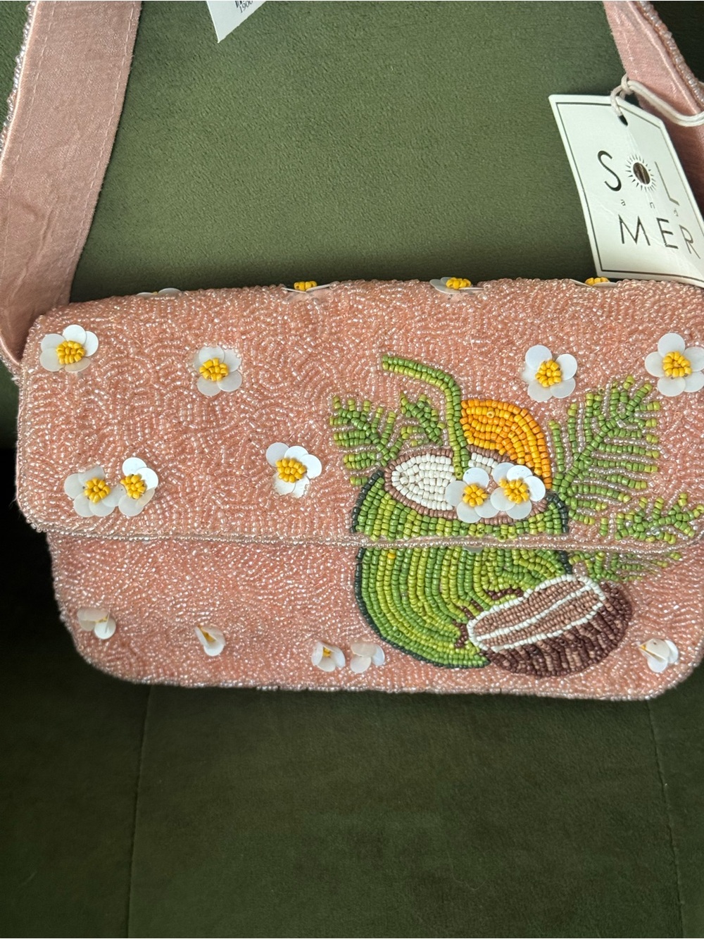Beaded Pink Floral Shoulder Bag NWT
Sol and Mer